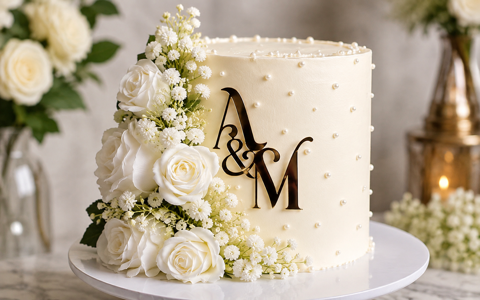 Elegant White Floral Wedding Cake